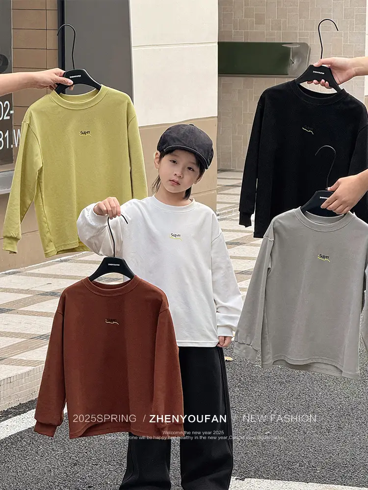 Kids Long Sleeve T-Shirt Grey 2026 Spring
