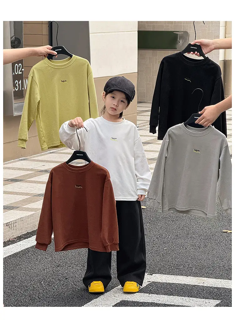 Kids Long Sleeve T-Shirt Grey 2026 Spring — feature 24