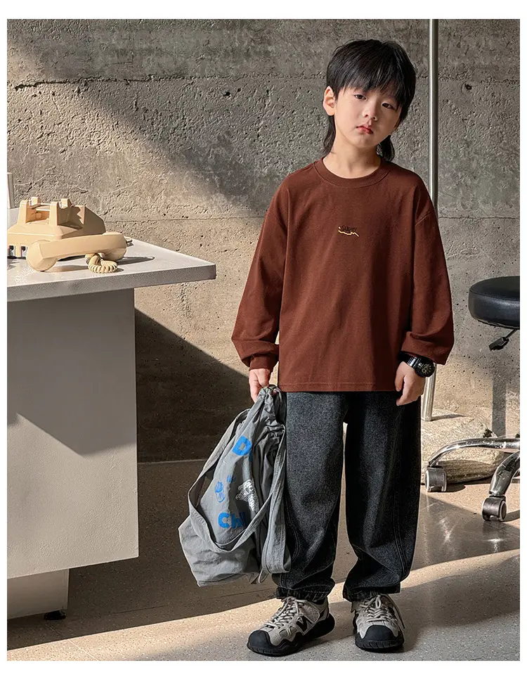 Kids Long Sleeve T-Shirt Grey 2026 Spring — feature 40