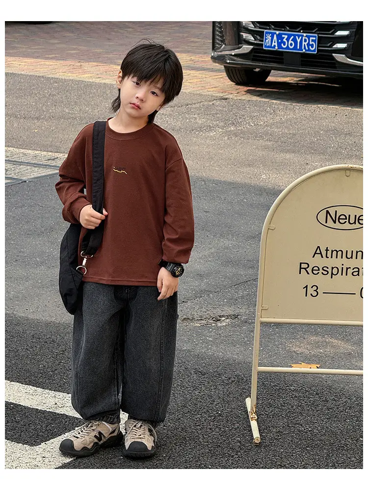 Kids Long Sleeve T-Shirt Grey 2026 Spring — feature 43