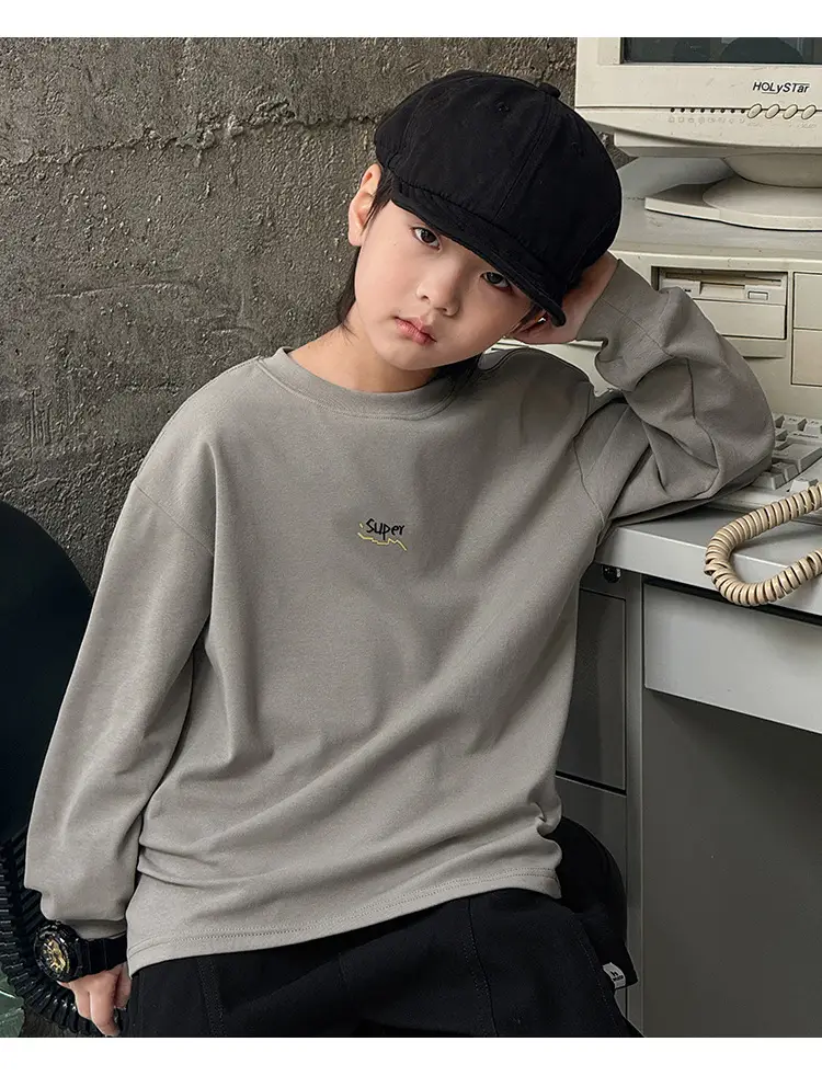 Kids Long Sleeve T-Shirt Grey 2026 Spring — feature 44