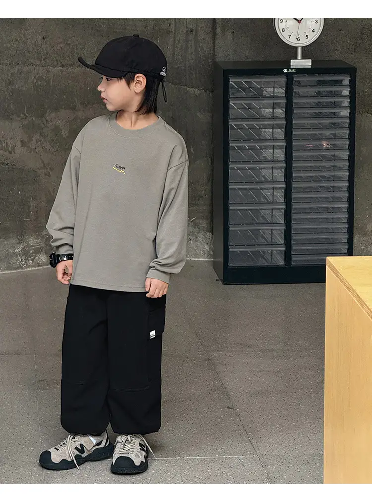 Kids Long Sleeve T-Shirt Grey 2026 Spring — feature 47