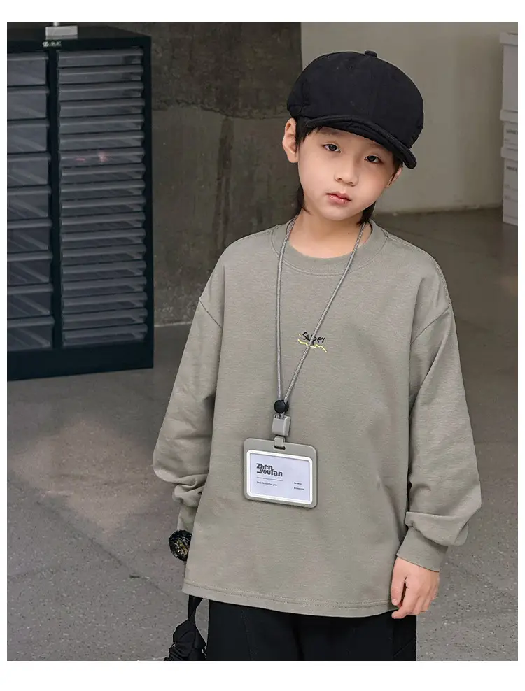 Kids Long Sleeve T-Shirt Grey 2026 Spring — feature 48