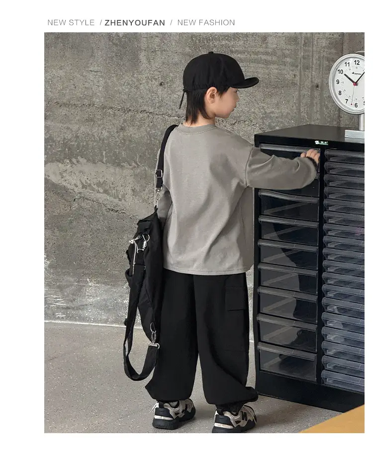 Kids Long Sleeve T-Shirt Grey 2026 Spring — feature 49