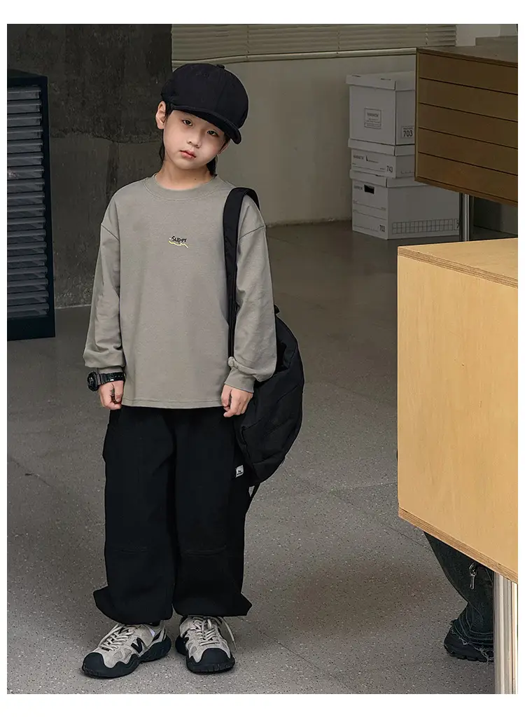 Kids Long Sleeve T-Shirt Grey 2026 Spring — feature 50