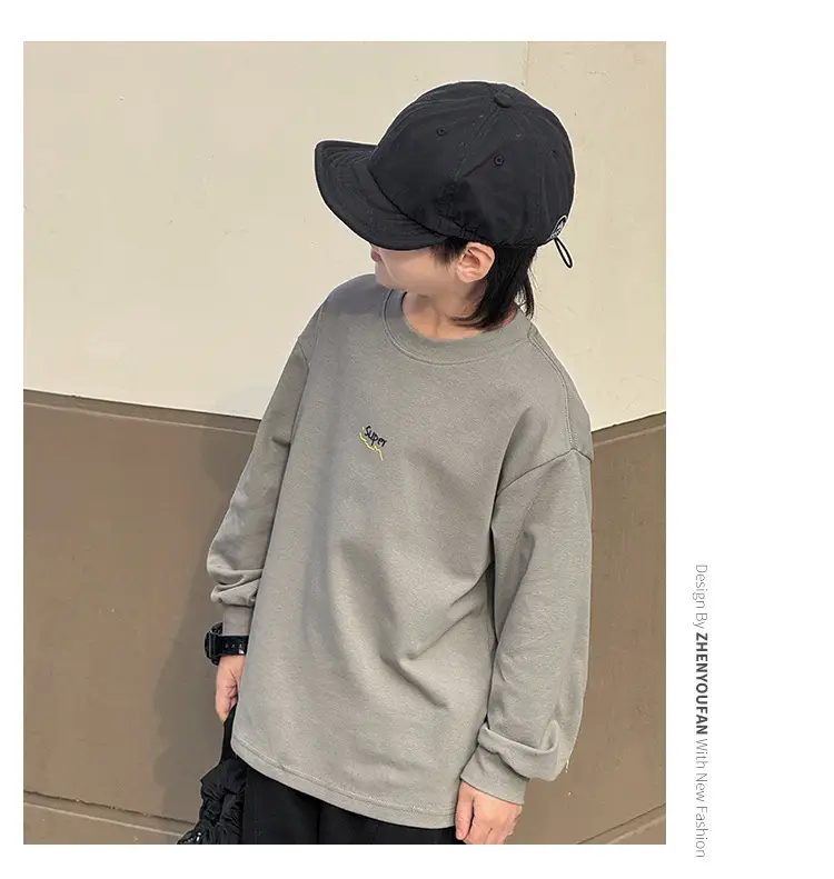 Kids Long Sleeve T-Shirt Grey 2026 Spring — feature 51