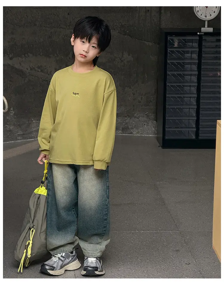Kids Long Sleeve T-Shirt Grey 2026 Spring — feature 57