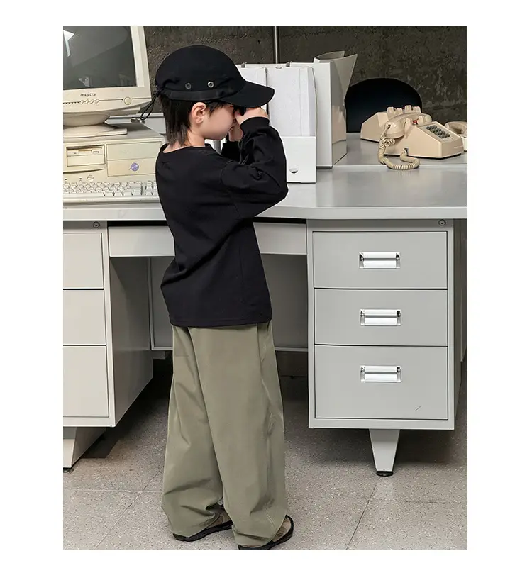 Kids Long Sleeve T-Shirt Grey 2026 Spring — feature 59