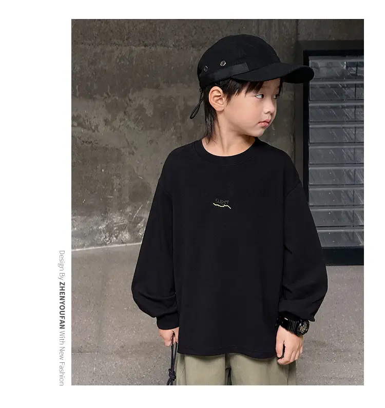 Kids Long Sleeve T-Shirt Grey 2026 Spring — feature 63