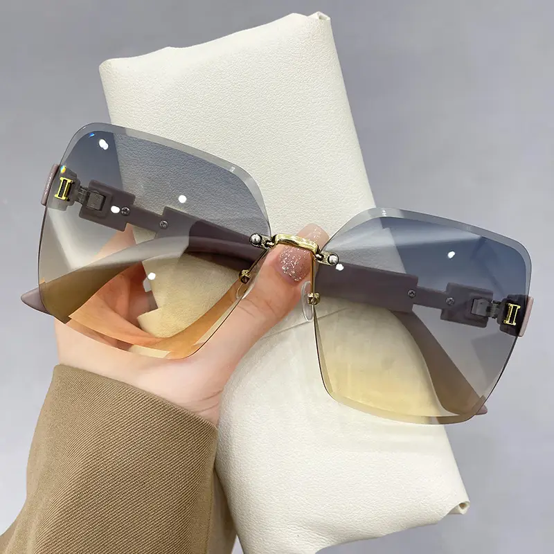 Women Rimless Gradient Photochromic Sunglasses