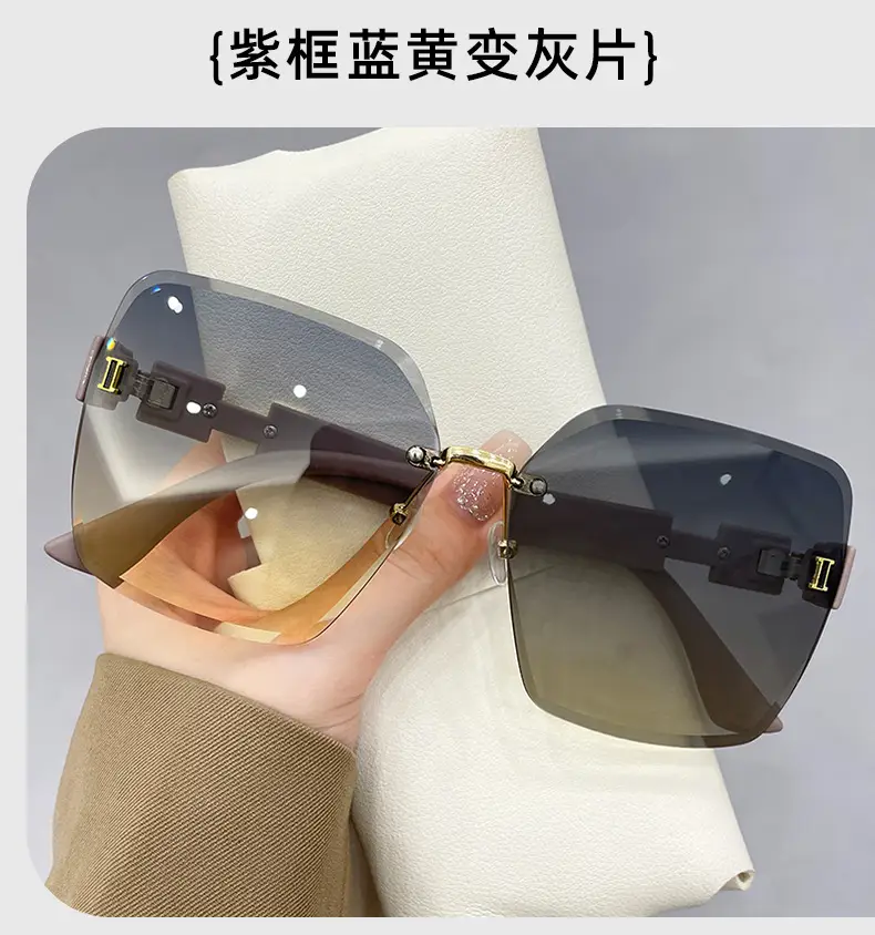 Women Rimless Gradient Photochromic Sunglasses — feature 11