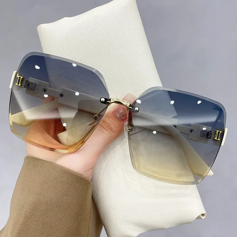 Women Rimless Gradient Photochromic Sunglasses