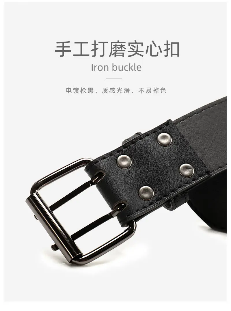 Punk Cross-Border Belt for Men Women Brown Black Eyelet — feature 16
