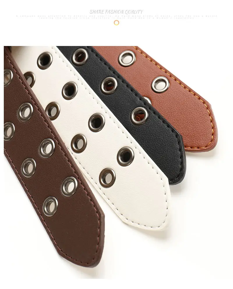 Punk Cross-Border Belt for Men Women Brown Black Eyelet — feature 22