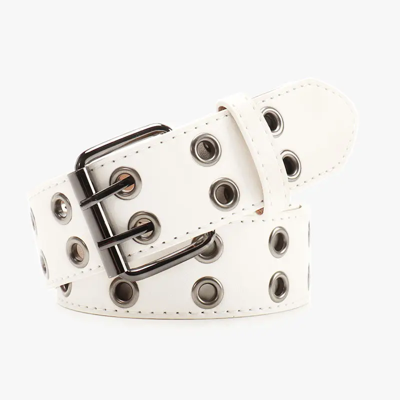 Punk Cross-Border Belt for Men Women Brown Black Eyelet - Image 2