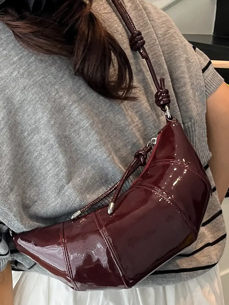 Retro Brown Croc Patch Bag 2025 New Style - Image 9