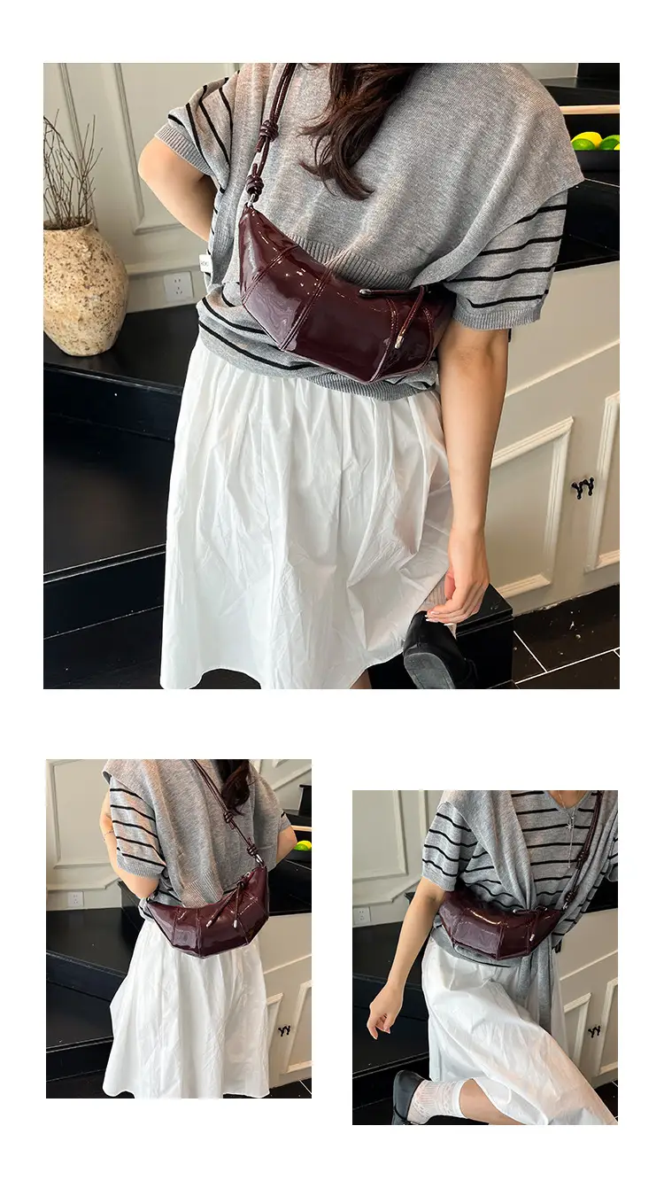 Retro Brown Croc Patch Bag 2025 New Style — feature 10