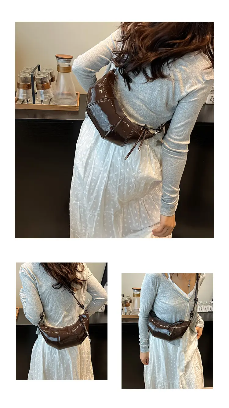Retro Brown Croc Patch Bag 2025 New Style — feature 11