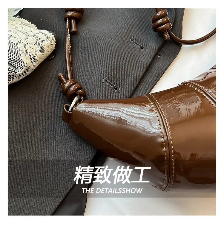 Retro Brown Croc Patch Bag 2025 New Style — feature 7