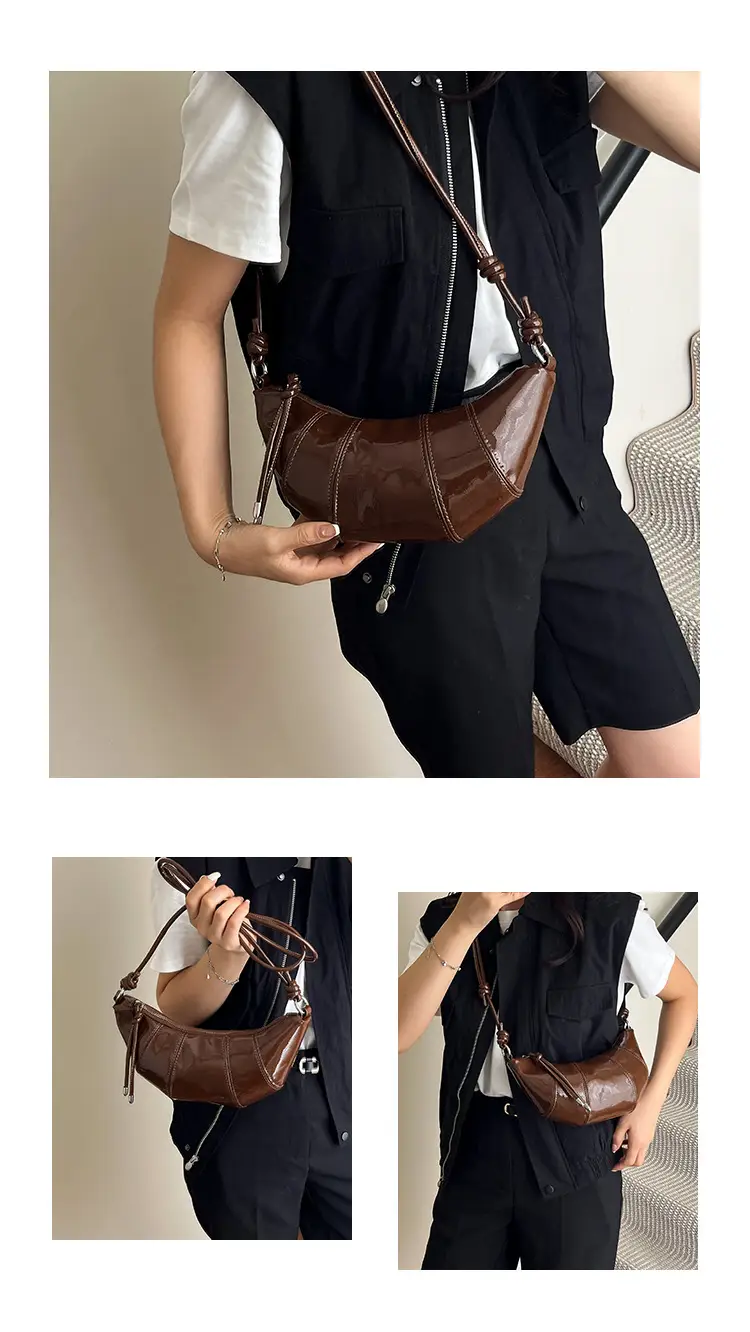 Retro Brown Croc Patch Bag 2025 New Style — feature 8