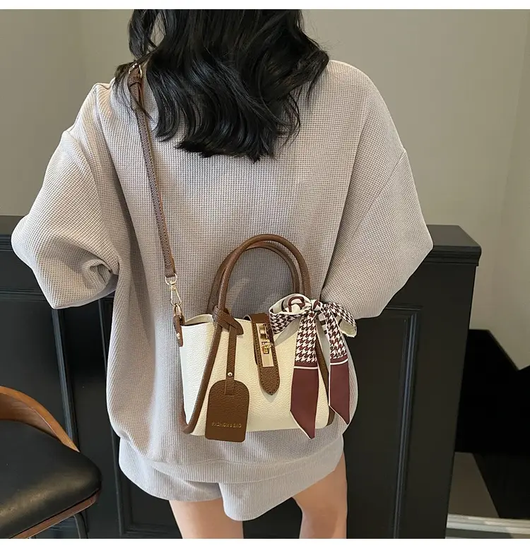 Women Cross-Border Handbag White Beige Houndstooth Tassel — feature 20
