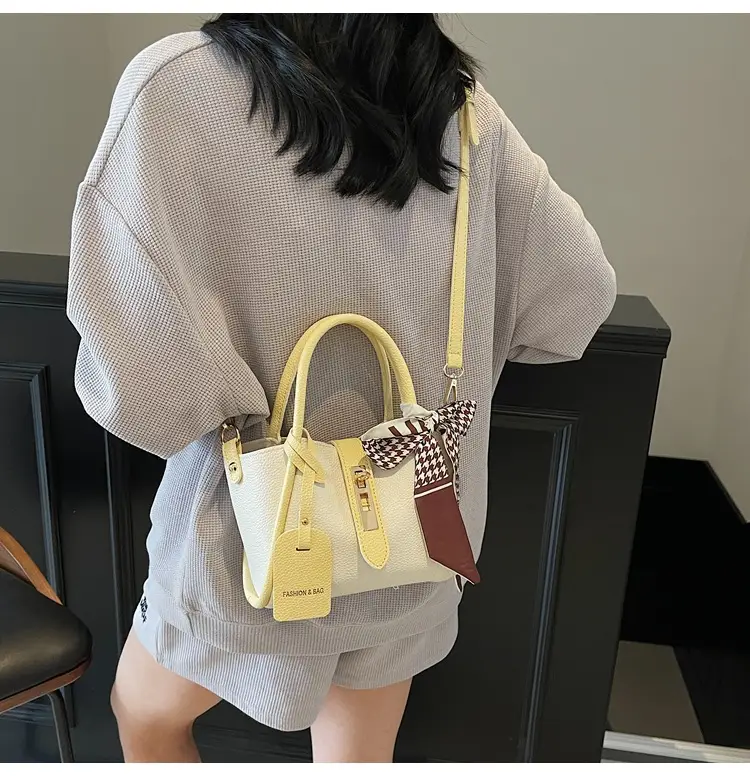 Women Cross-Border Handbag White Beige Houndstooth Tassel — feature 25