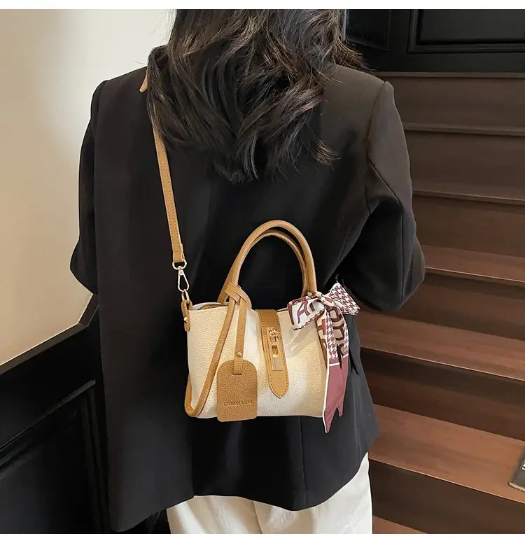 Women Cross-Border Handbag White Beige Houndstooth Tassel — feature 32