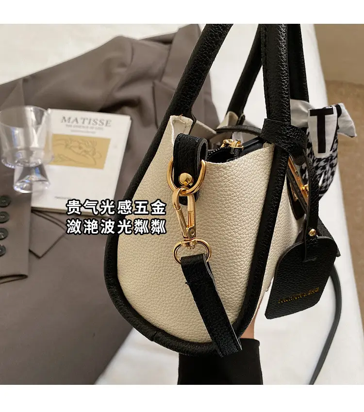 Women Cross-Border Handbag White Beige Houndstooth Tassel — feature 7