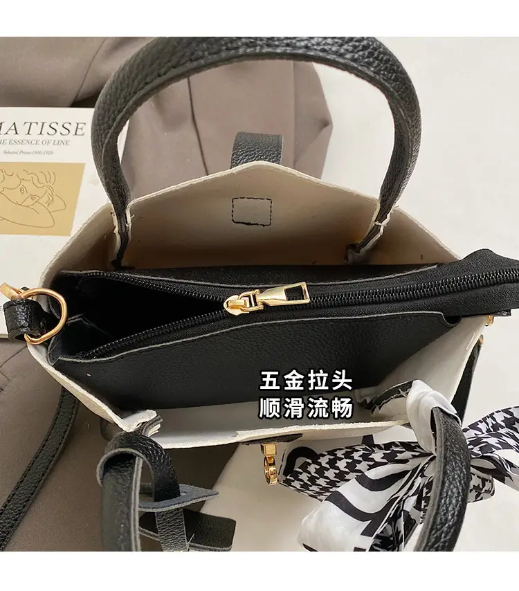 Women Cross-Border Handbag White Beige Houndstooth Tassel — feature 8