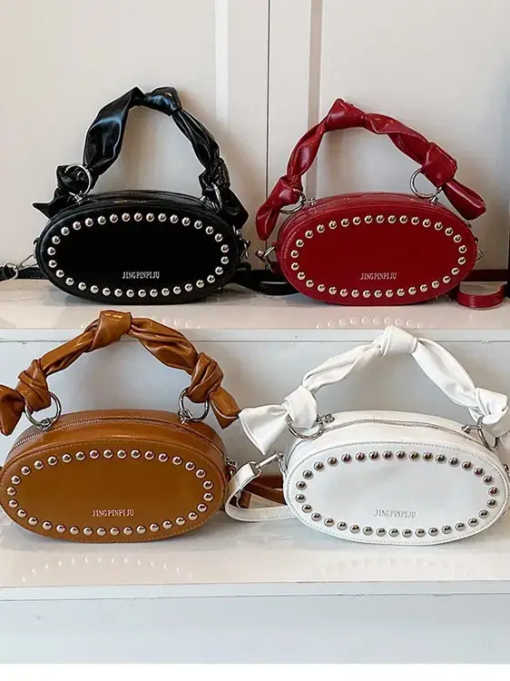 Red Rivets Crossbody Bag for Women - Image 8