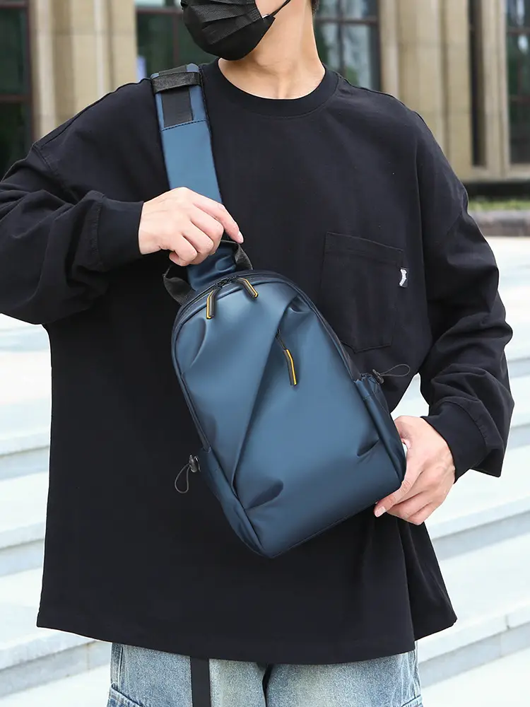 Men's Blue Casual Crossbody Bag Large Capacity