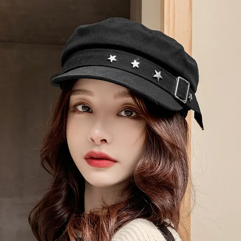Navy Star Cap Women Autumn Casual Flat Cap - Image 16