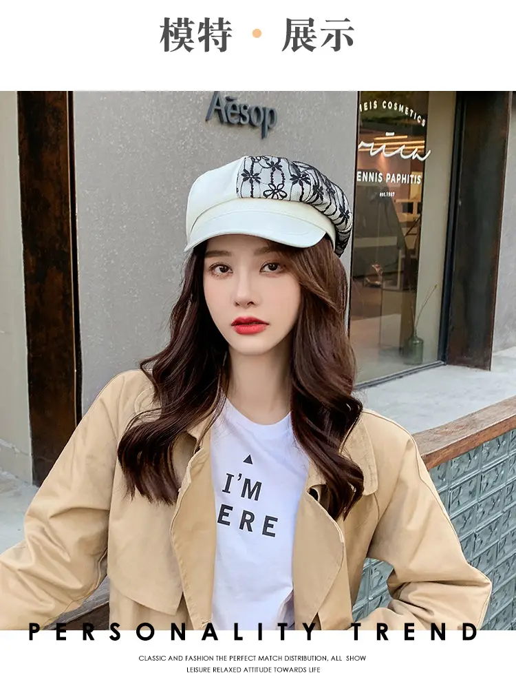 Navy Star Cap Women Autumn Casual Flat Cap — feature 16