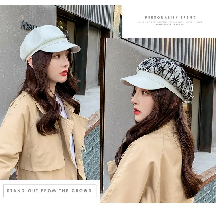 Navy Star Cap Women Autumn Casual Flat Cap — feature 17