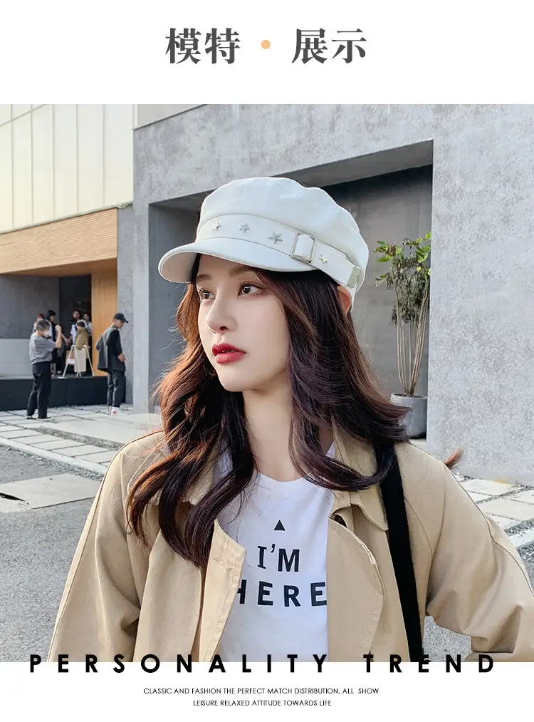 Navy Star Cap Women Autumn Casual Flat Cap — feature 7