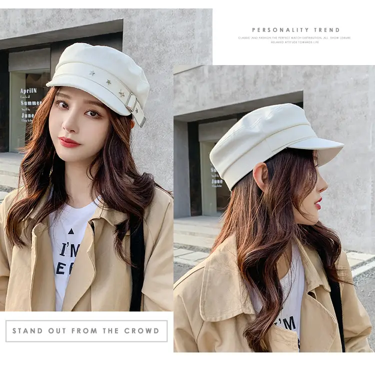 Navy Star Cap Women Autumn Casual Flat Cap — feature 8
