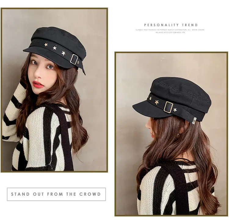 Navy Star Cap Women Autumn Casual Flat Cap — feature 9