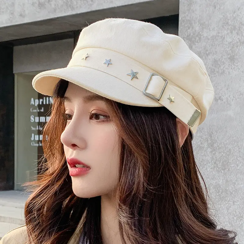 Navy Star Cap Women Autumn Casual Flat Cap - Image 2