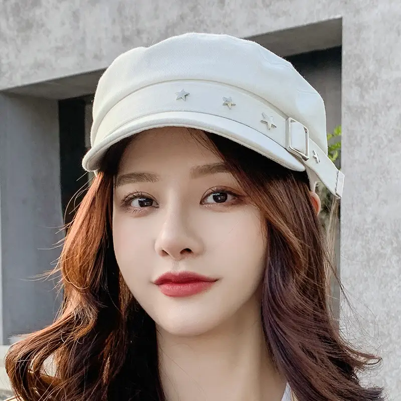Navy Star Cap Women Autumn Casual Flat Cap - Image 3