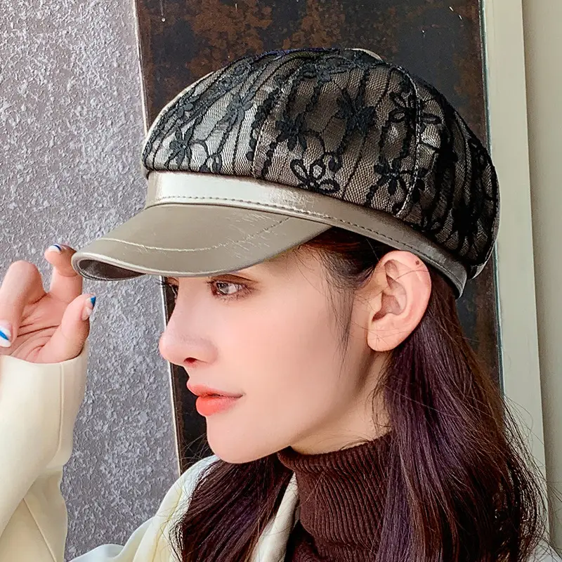 Navy Star Cap Women Autumn Casual Flat Cap - Image 6