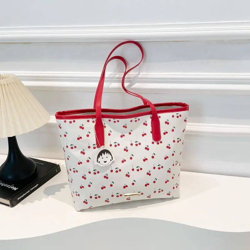 Women Printed Cherry Bag Yellow Handles - Image 4