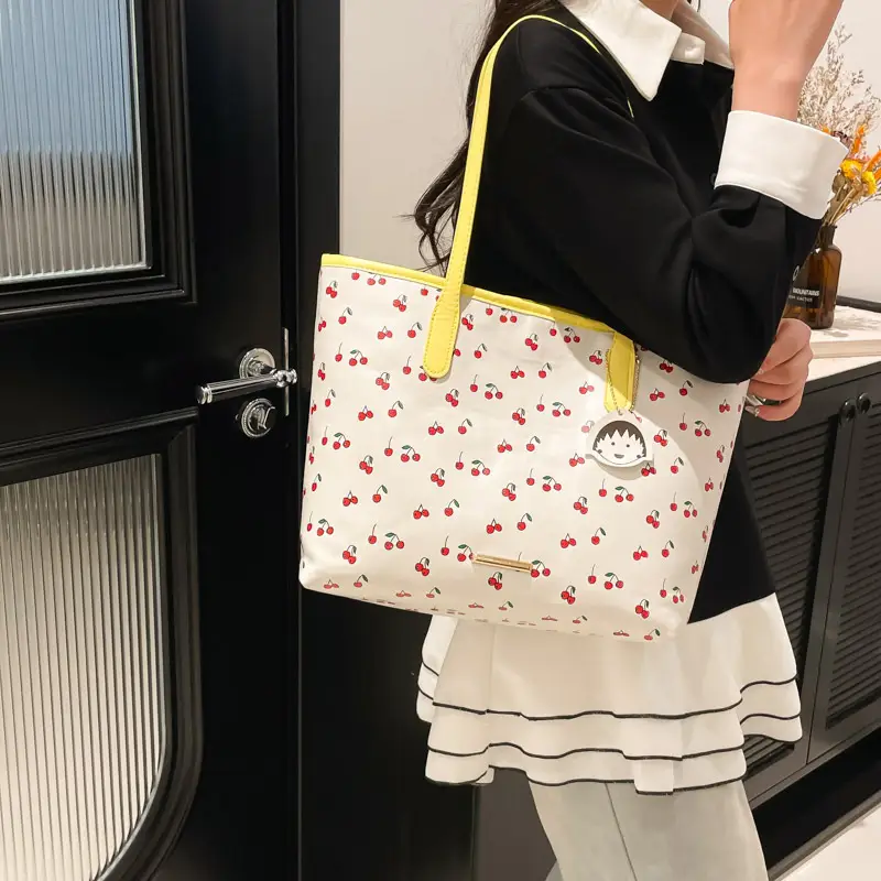 Women Printed Cherry Bag Yellow Handles - Image 5