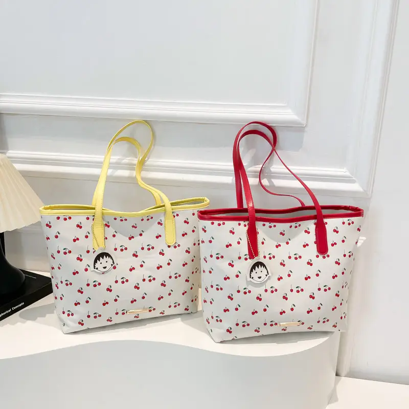 Women Printed Cherry Bag Yellow Handles - Image 6