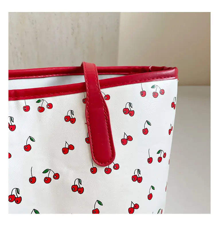 Women Printed Cherry Bag Yellow Handles — feature 11