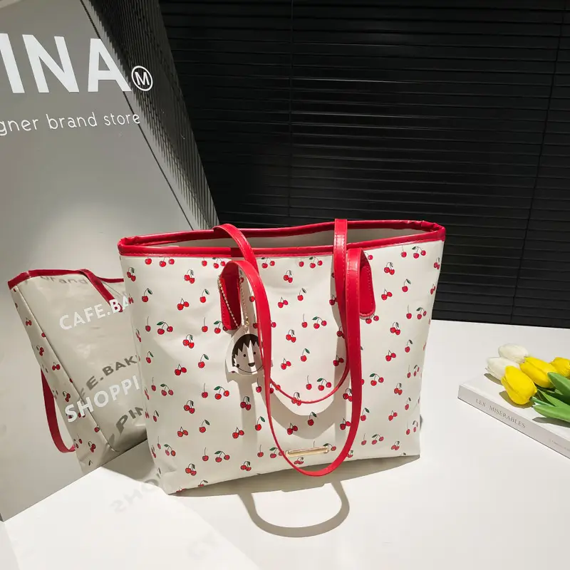 Women Printed Cherry Bag Yellow Handles — feature 17