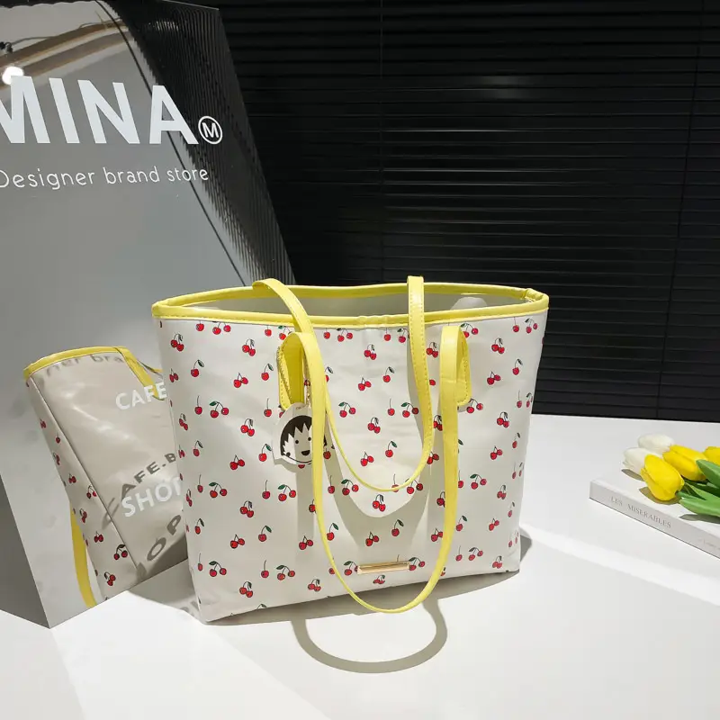 Women Printed Cherry Bag Yellow Handles — feature 18