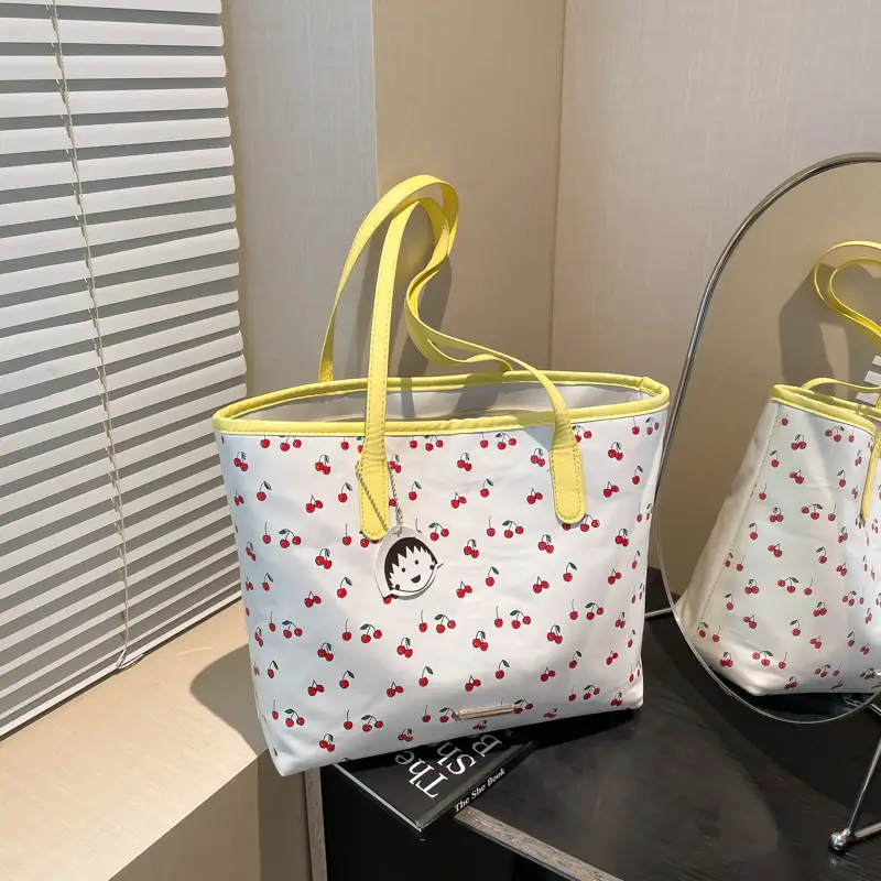 Women Printed Cherry Bag Yellow Handles — feature 19