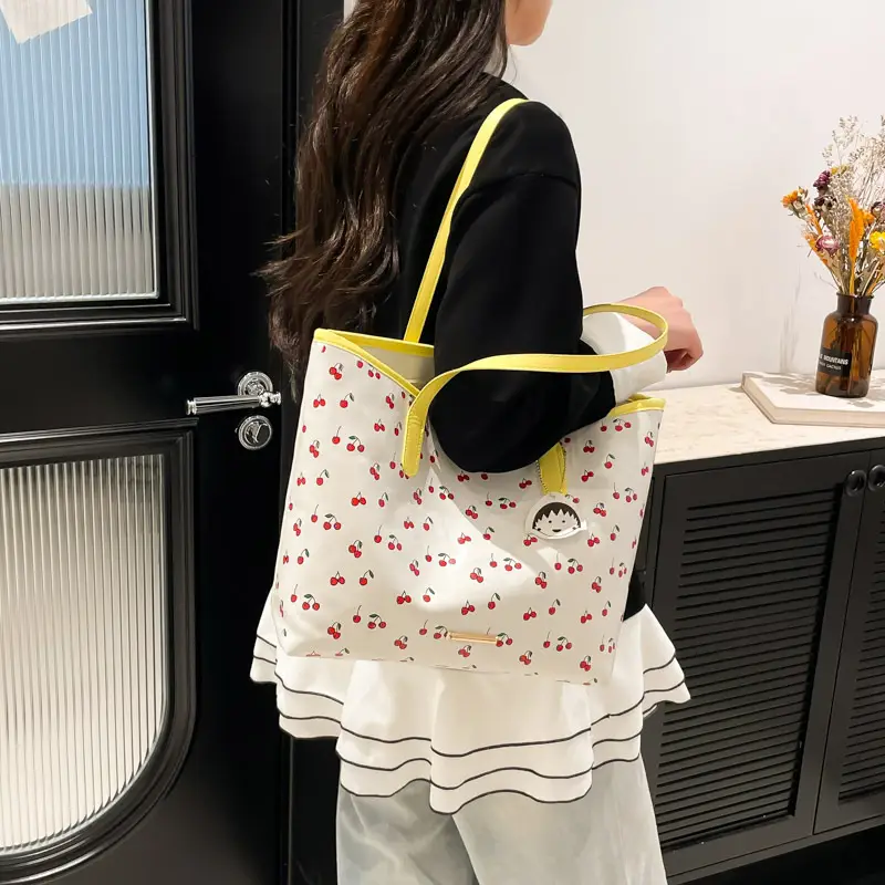 Women Printed Cherry Bag Yellow Handles — feature 23