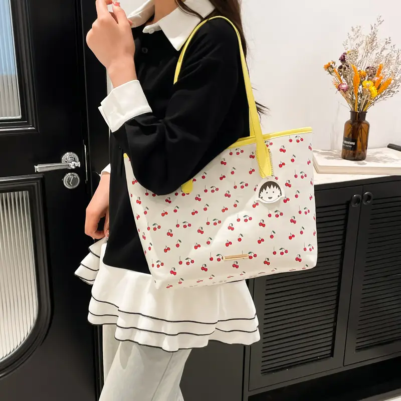Women Printed Cherry Bag Yellow Handles — feature 24