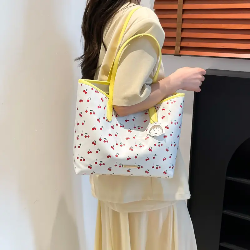 Women Printed Cherry Bag Yellow Handles — feature 30